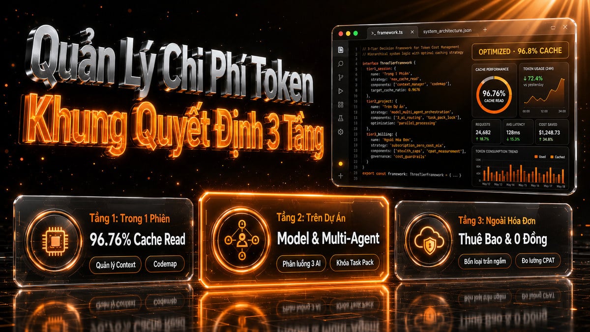 Khung quyết định ba tầng quản trị chi phí token khi xây dựng sản phẩm cùng coding agent